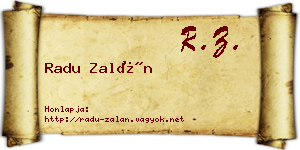 Radu Zalán névjegykártya